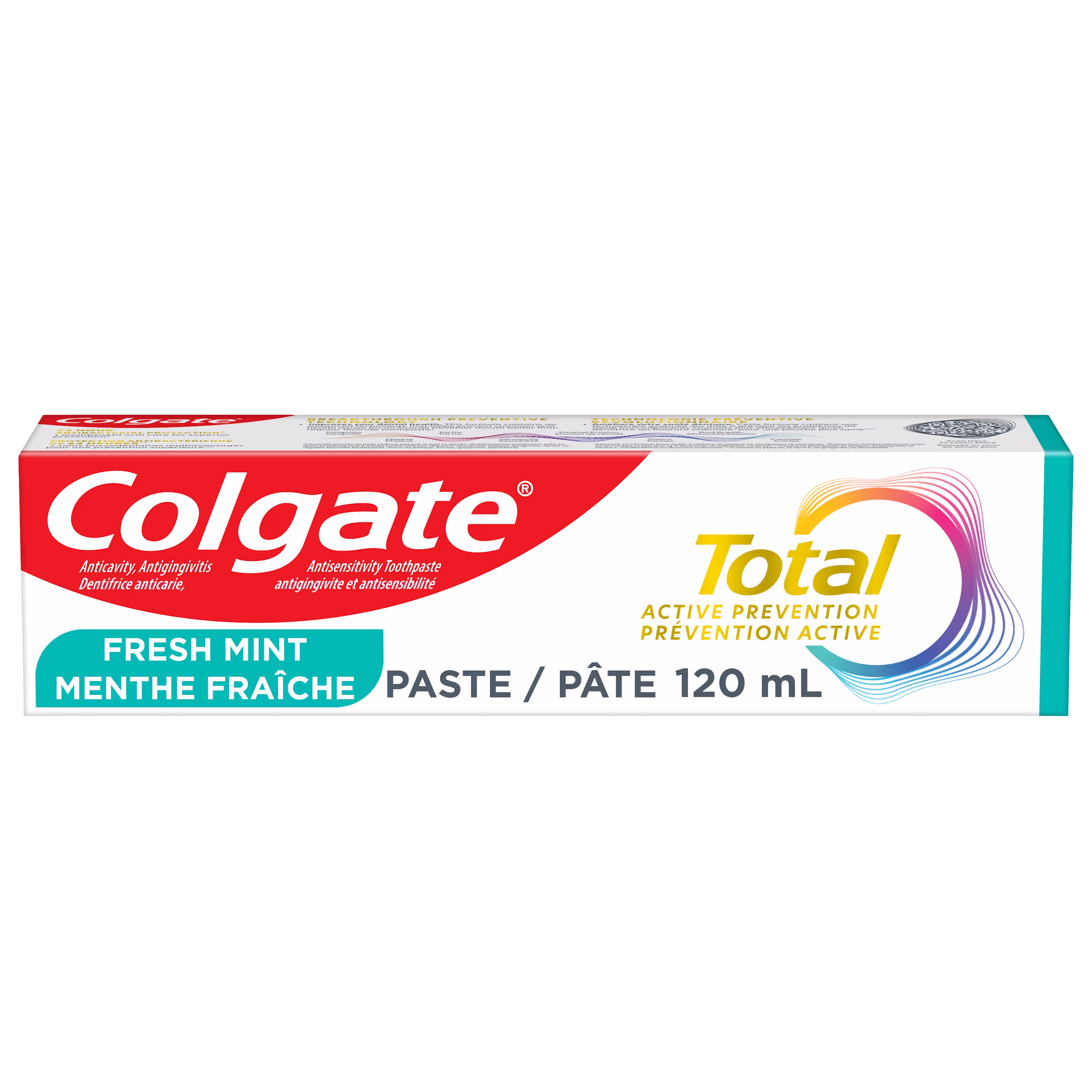 Colgate total prevention active dentifrice menthe fraîche.