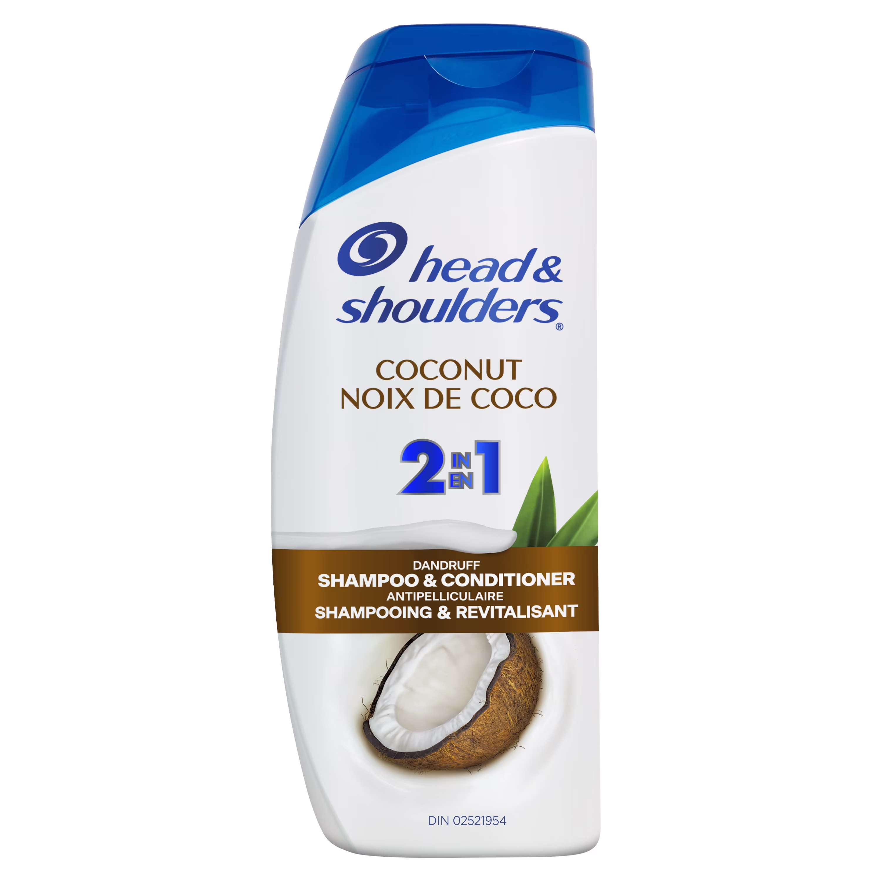 Shampooing et revitalisant antipelliculaire 2 en 1 head & shoulders noix de coco. hydratant. hydratation légère. sûr pour la couleur
