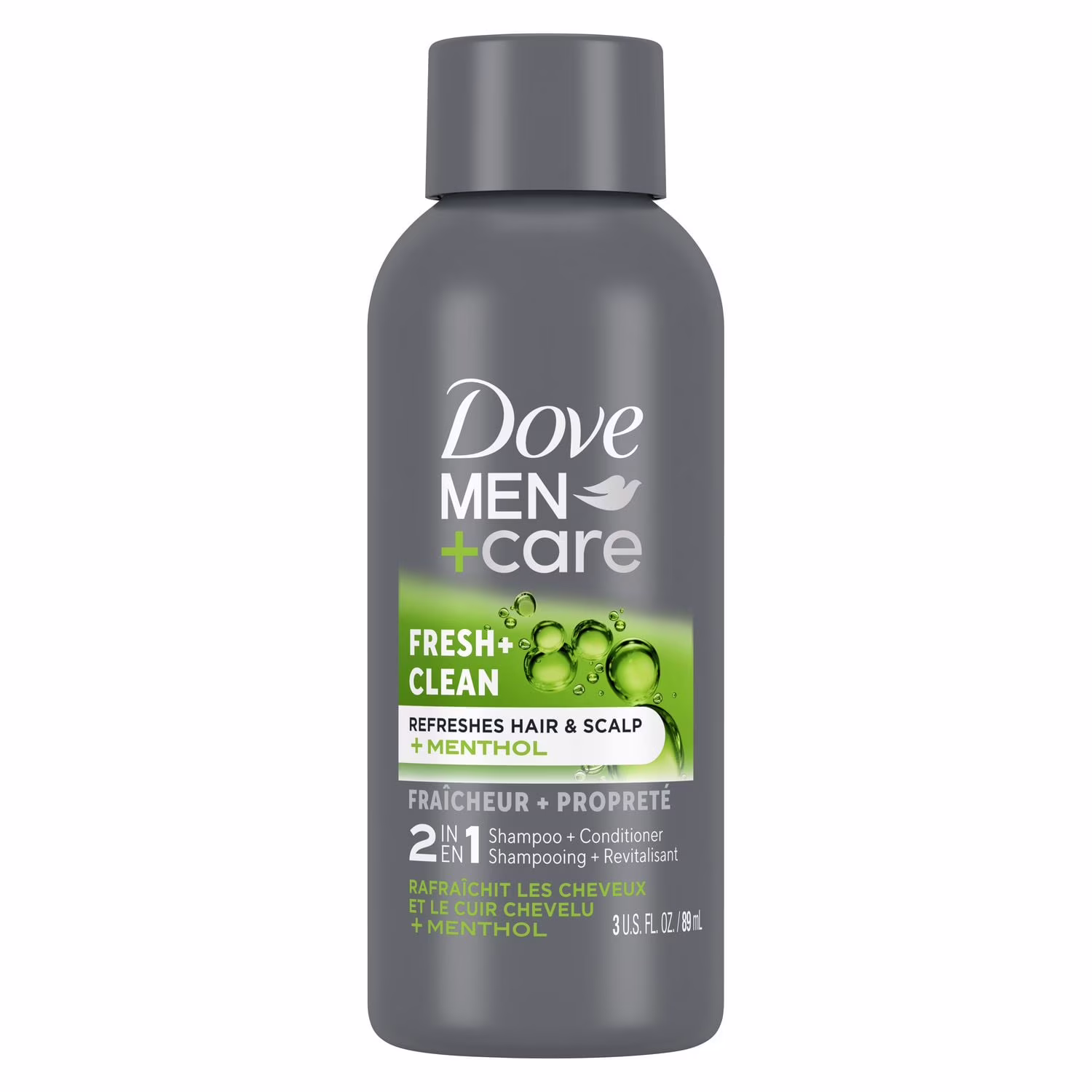 Shampooing + revitalisant format voyage fortifiant 2-en-1 dove men fraîcheur et propreté shampooing+revitalisant