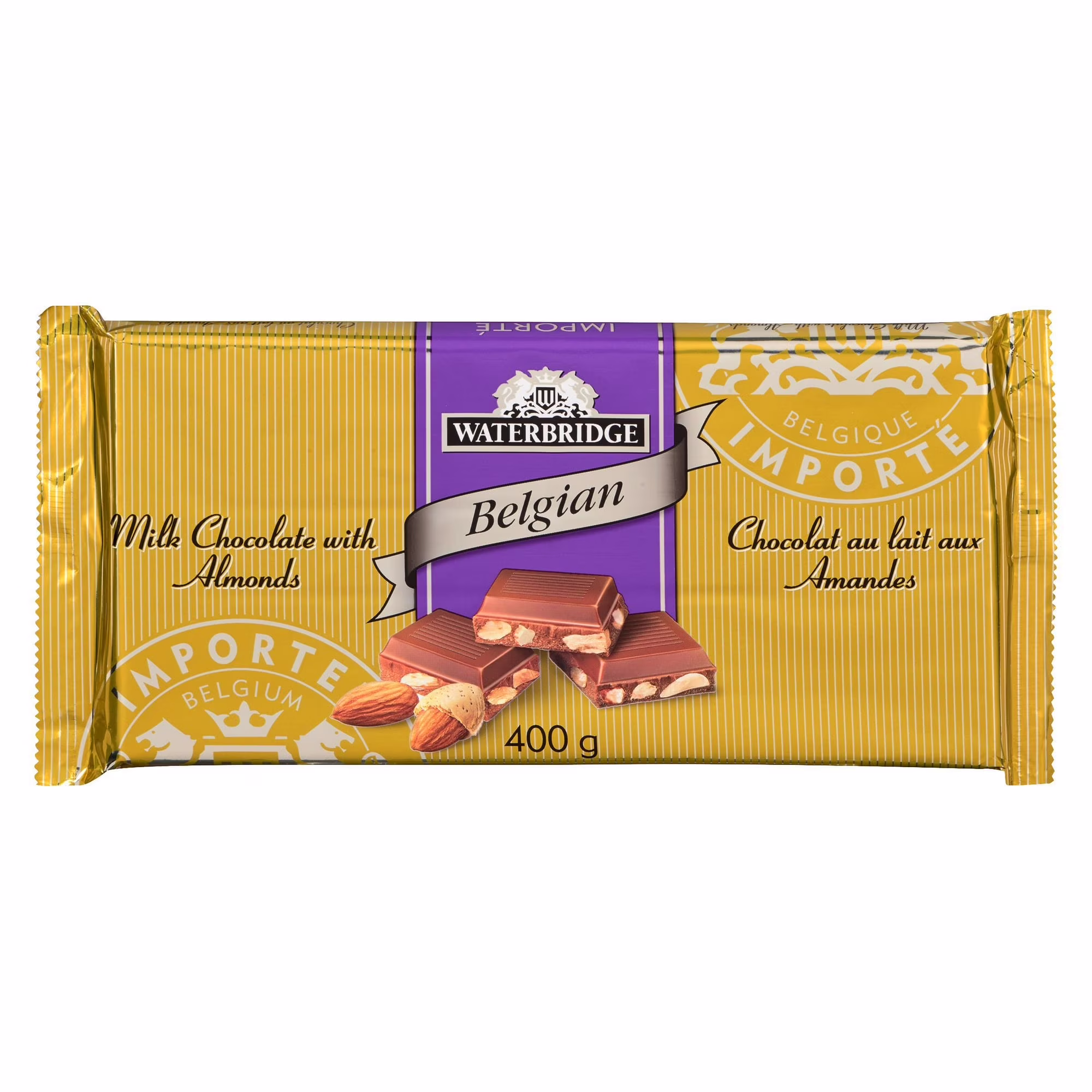 Waterbridge barre de chocolat premium aux amandes. rams