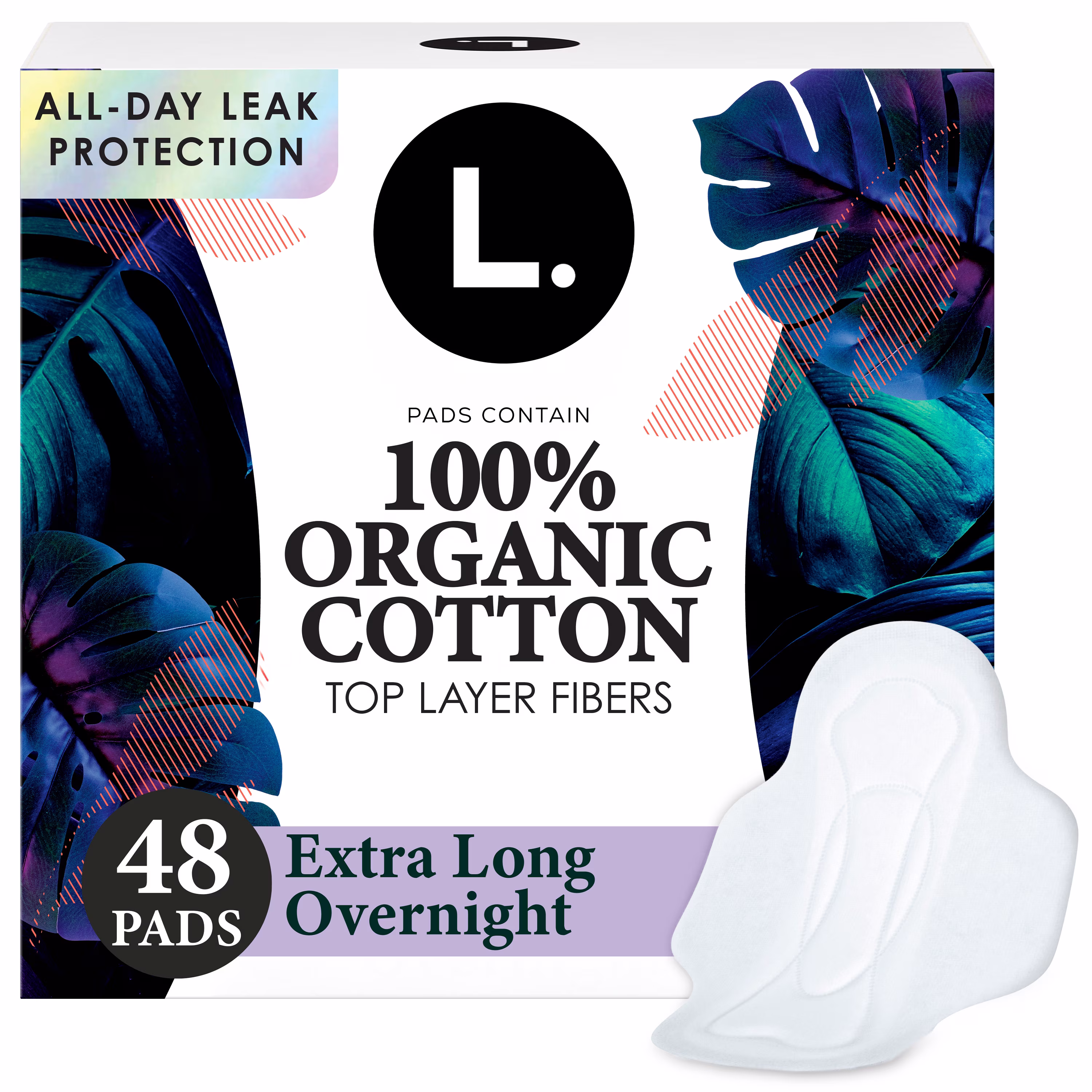 Serviettes menstruelles l. ultraminces pour femmes. extra longues. degré dabsorption de nuit. voile supérieur en coton biologique. avec ailes. 48u