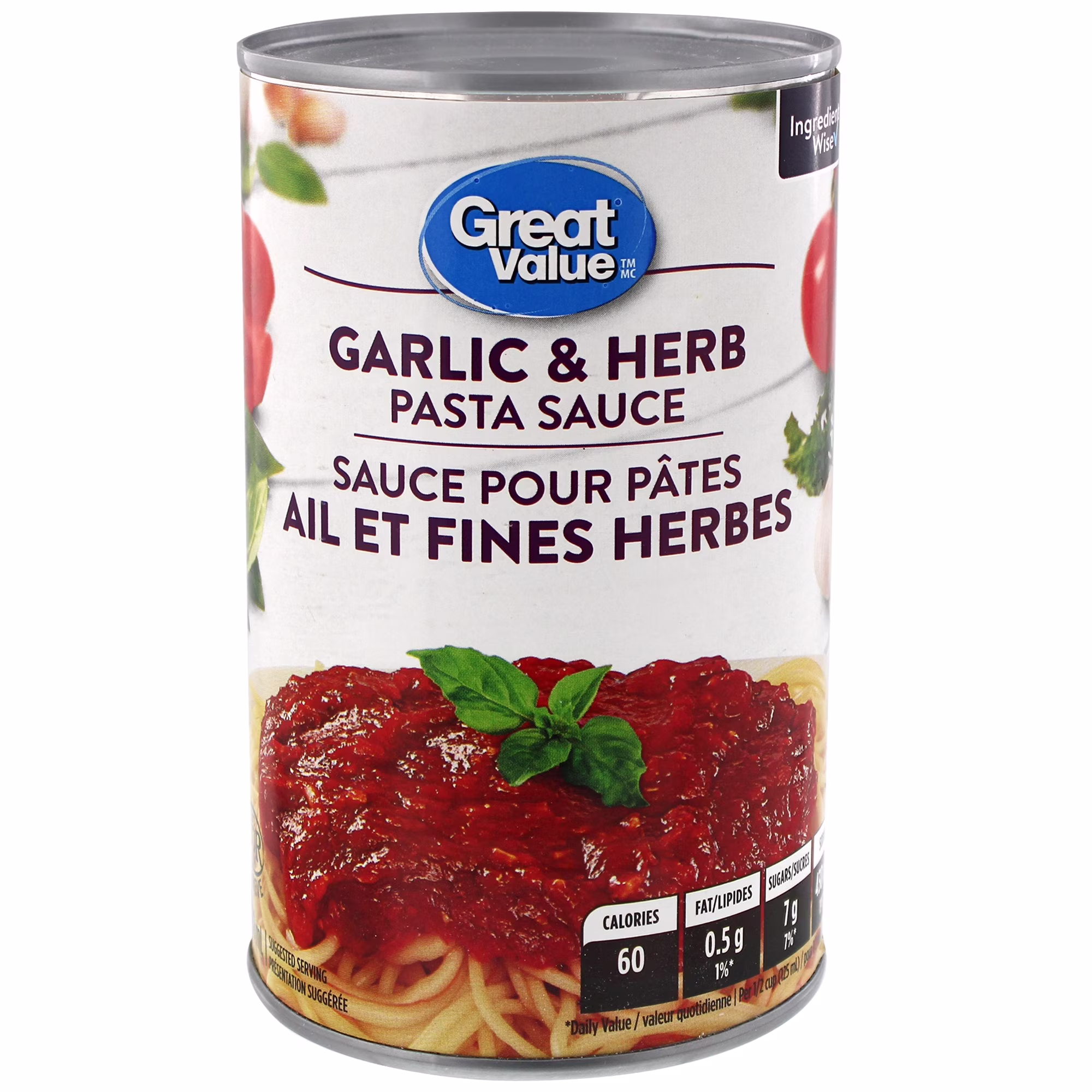 Sauce pour pâtes ail et fines herbes great value