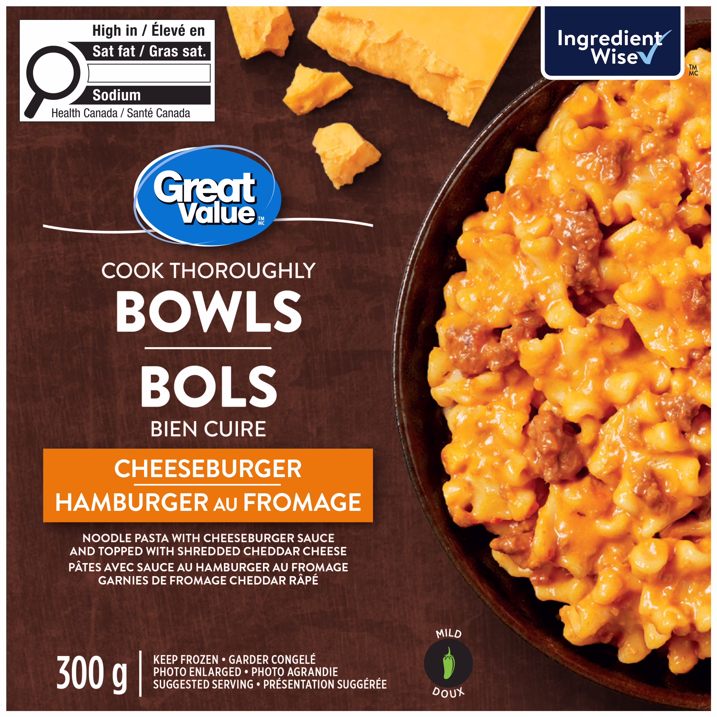 Bol hamburger au fromage great value