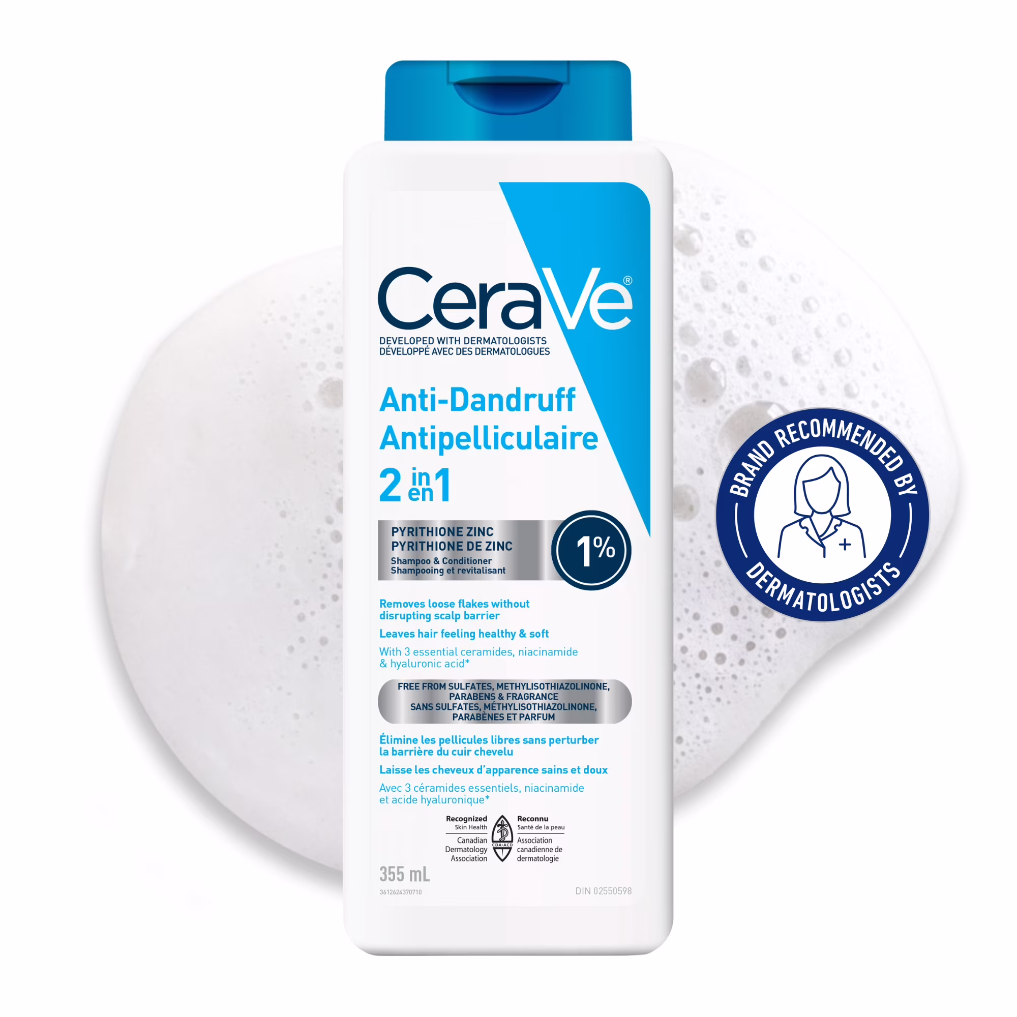 Shampooing et revitalisant hydratants antipelliculaires 2 en 1