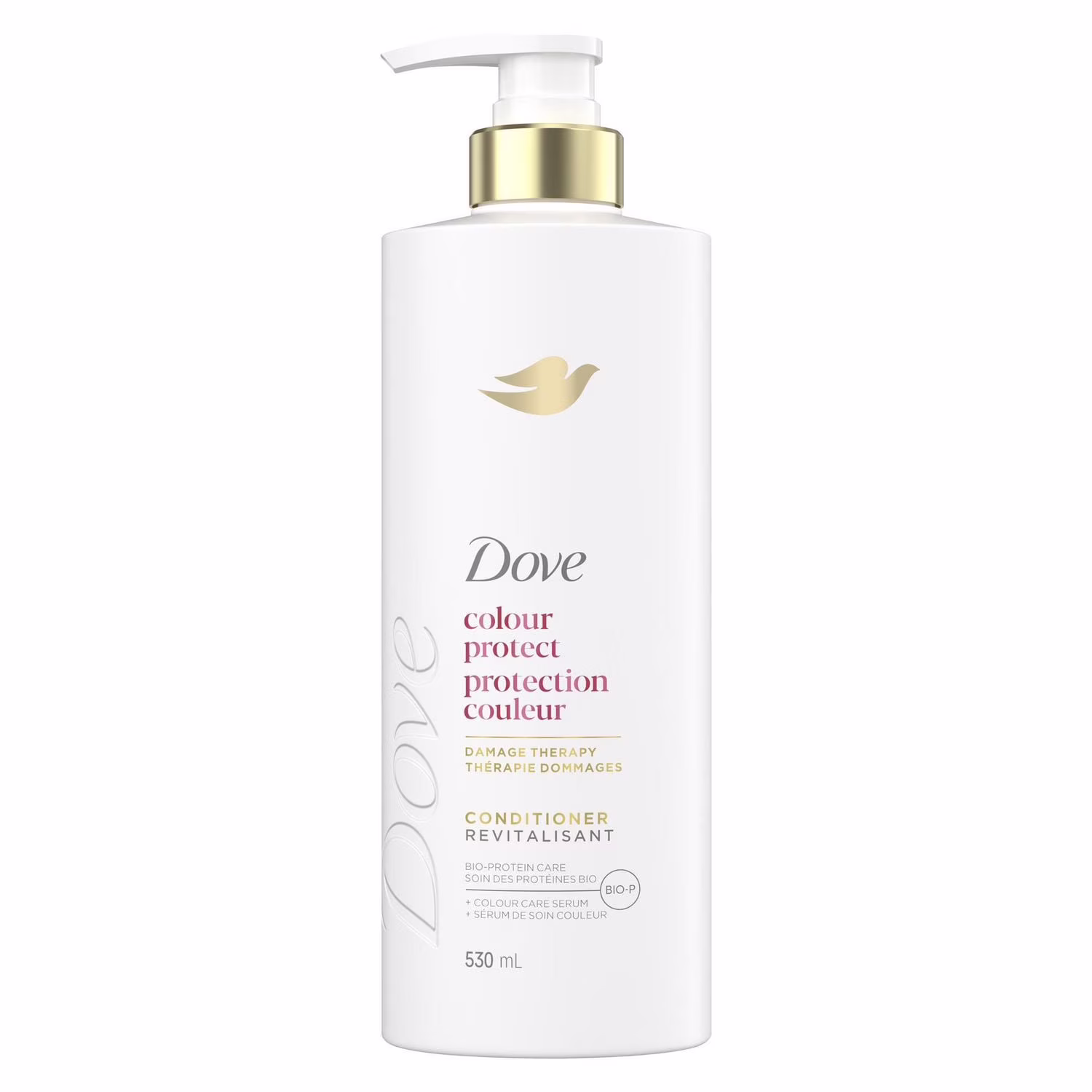 Revitalisant pour cheveux colorés. dove protection couleur avec soin bio-protéine liquide.