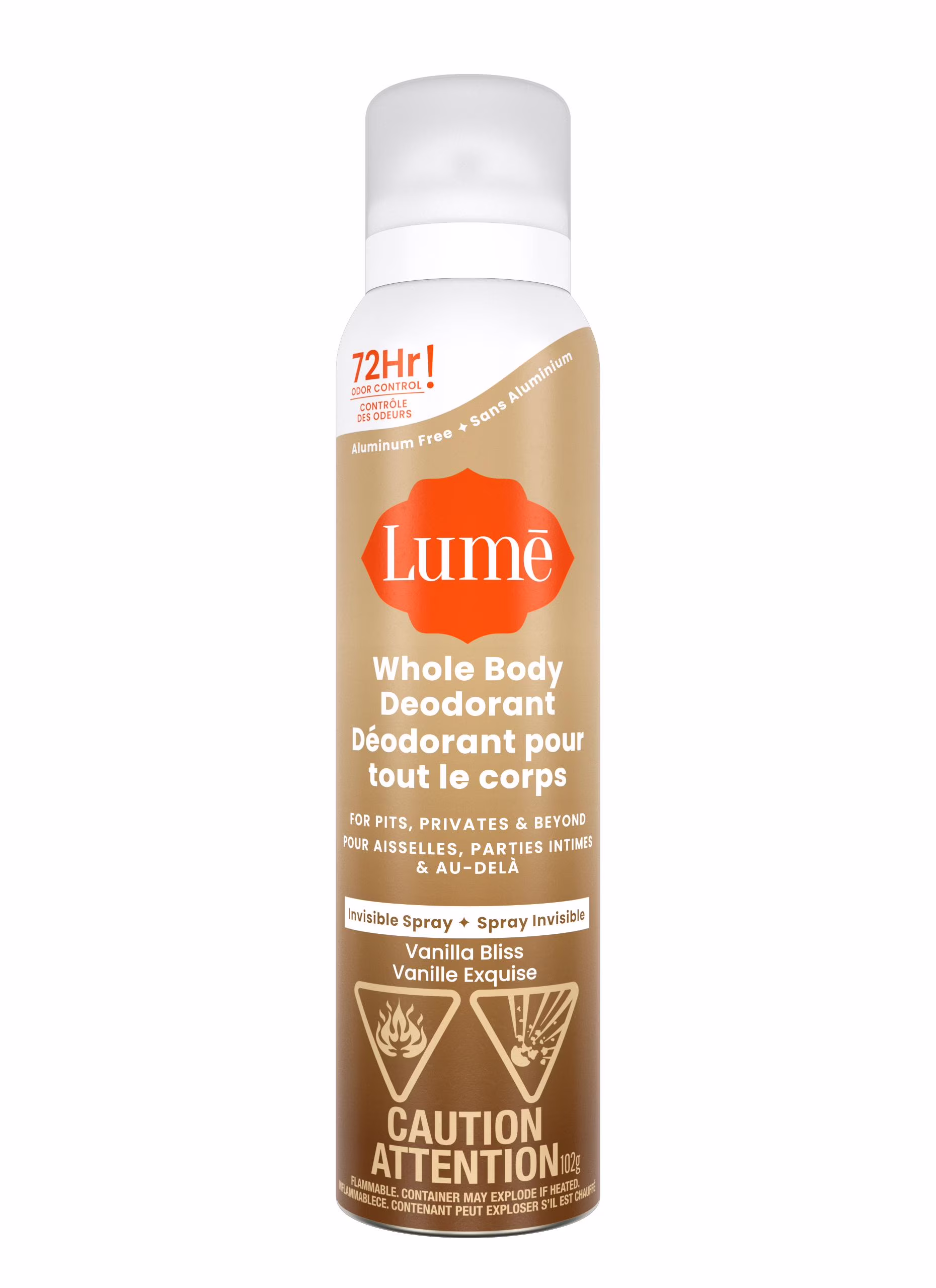 Déodorant féminin lume pour tout le corps - spray invisible - sans aluminium - vanilla exquise.