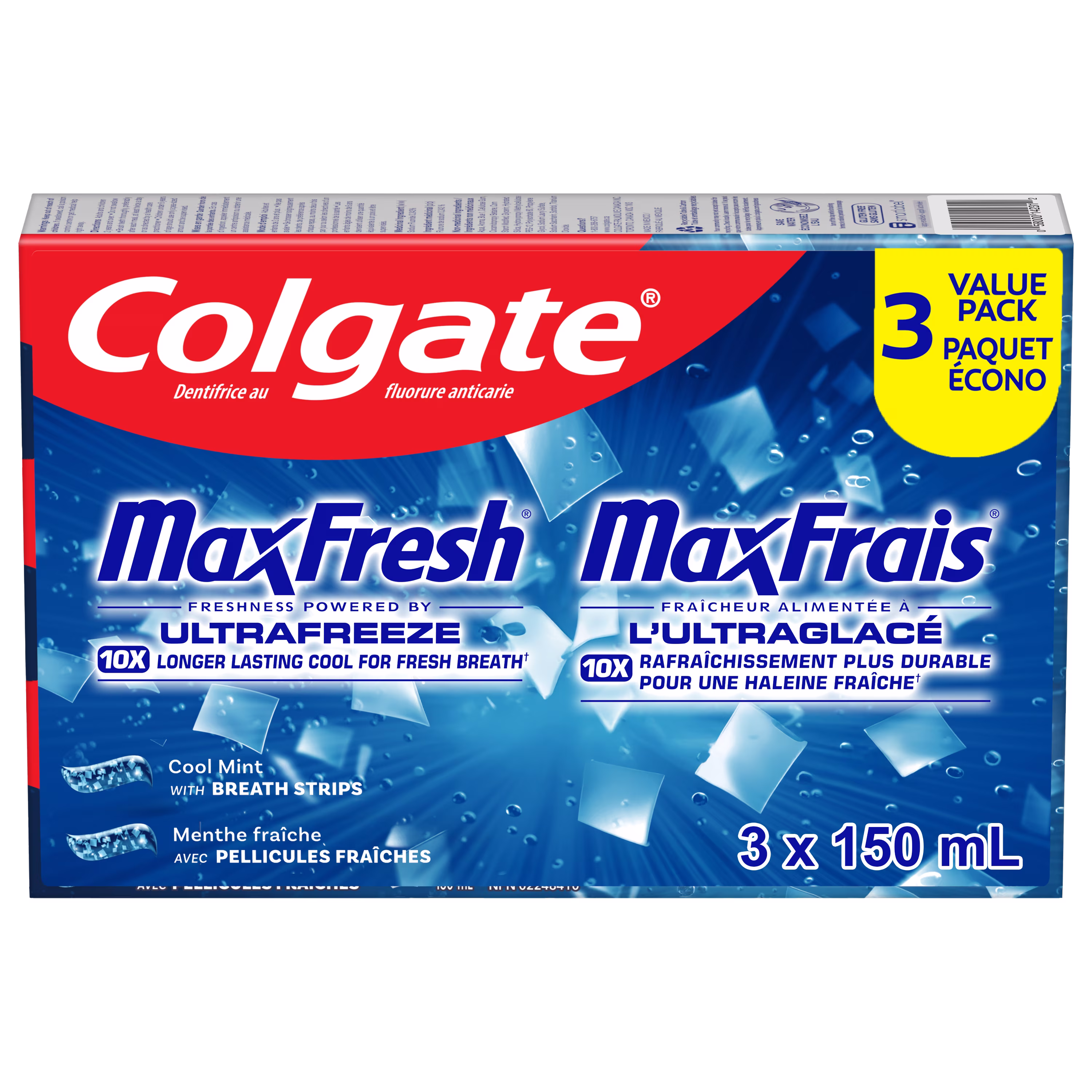 Dentifrice avec pellicules fraîches à la menthe