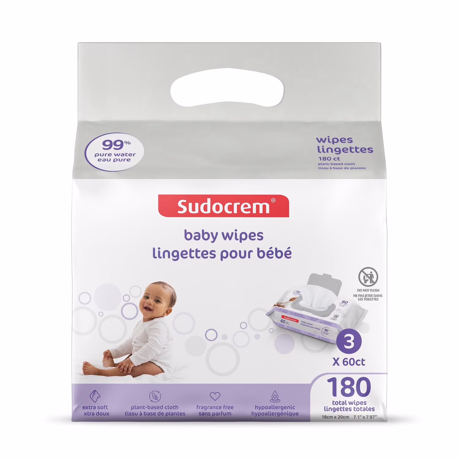 Lingettes pour bébé à l'eau pure sudocrem - ingettes peaux sensibles