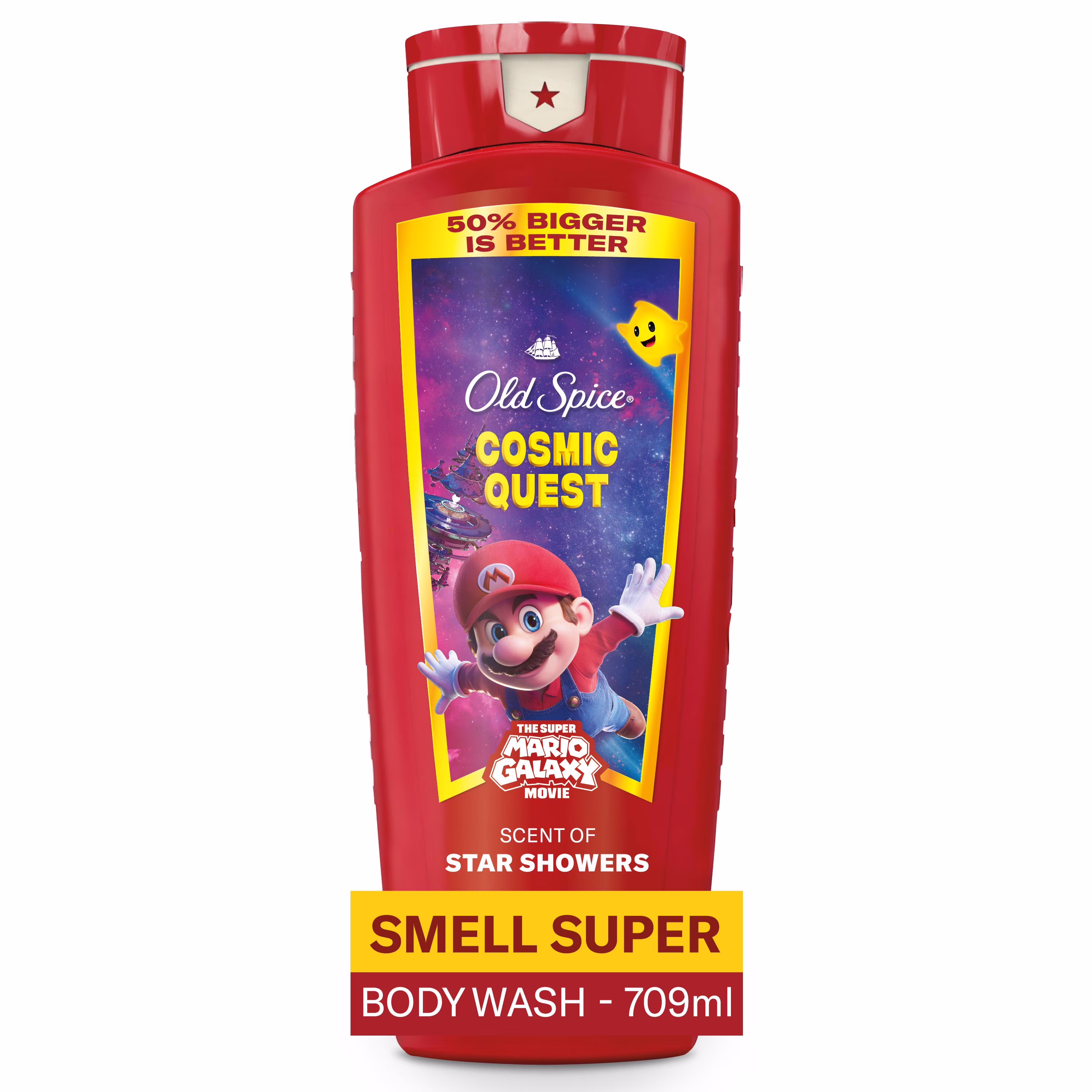 Nettoyant pour le corps old spice pour hommes. quête cosmique. parfum de douches détoiles. old spice x the super mario galaxy movie. fraîcheur après-lavage 247