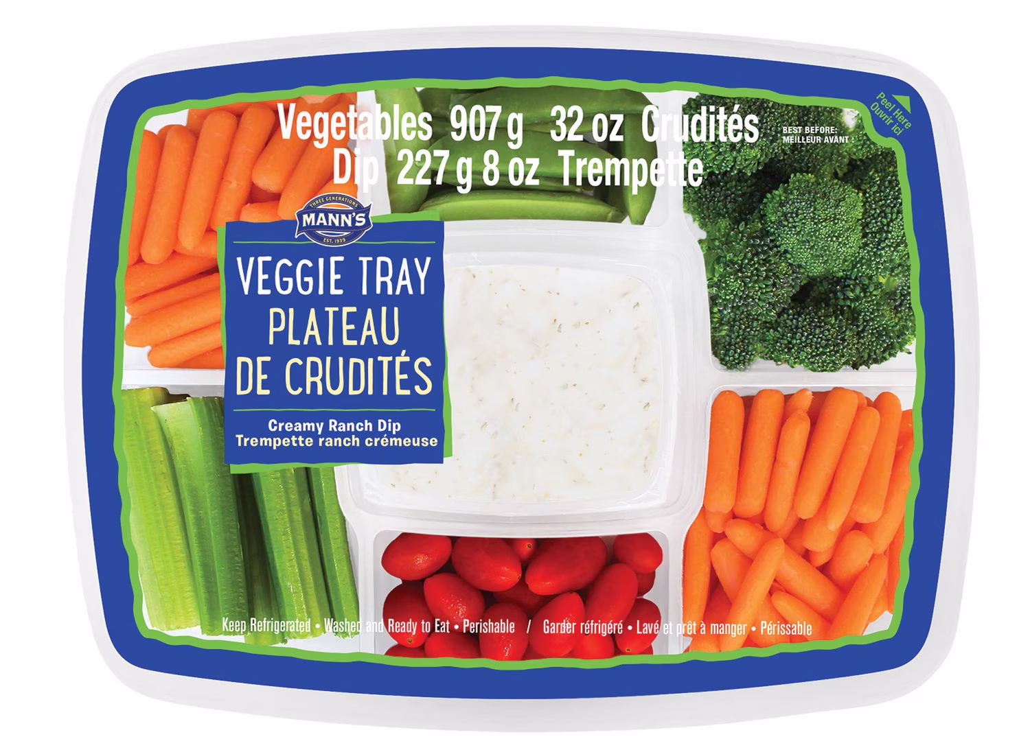 Plateau de crudités mann's avec trempette ranch crémeuse