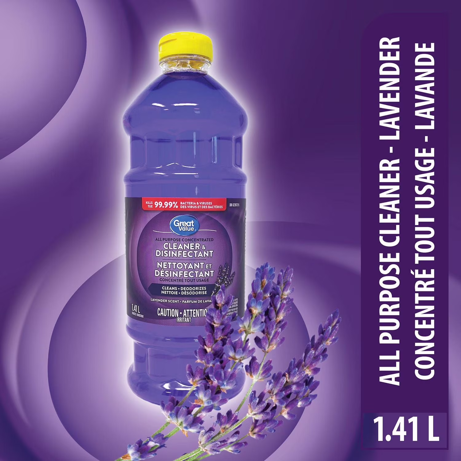 Nettoyant et désinfectant concentré tout usage à la lavande great value