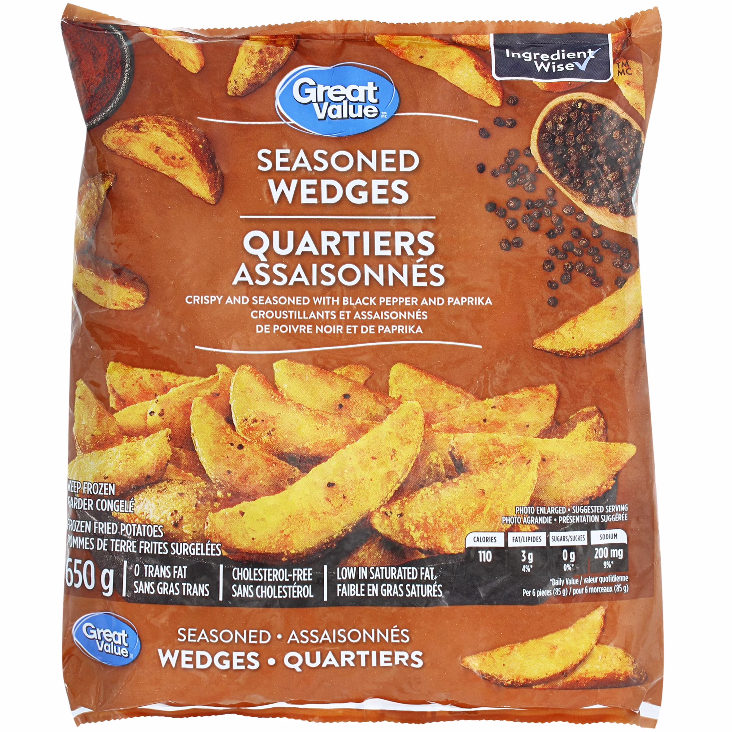 Quartiers assaisonnés great value 650& g