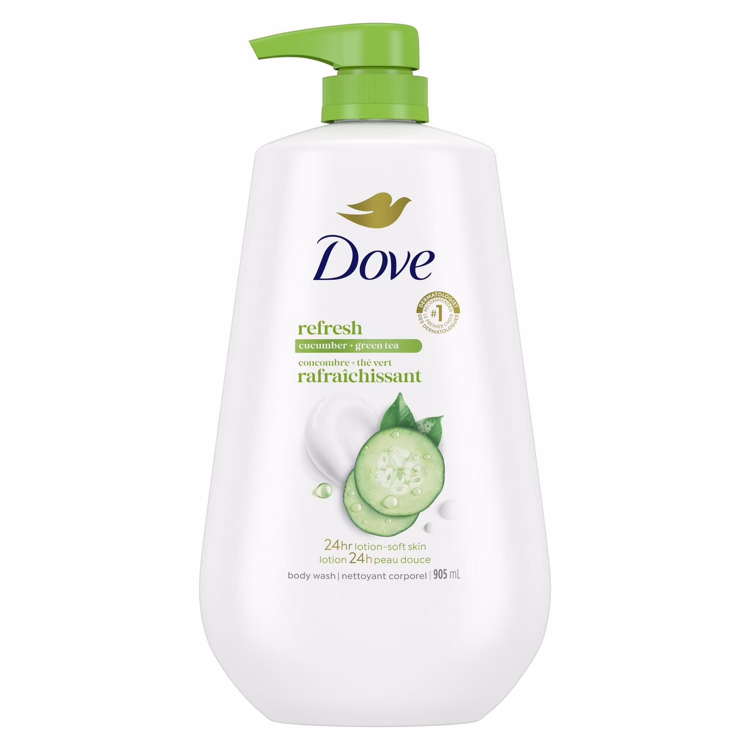 Dove nettoyant corporel concombre + thé vert rafraîchissant hydratant.