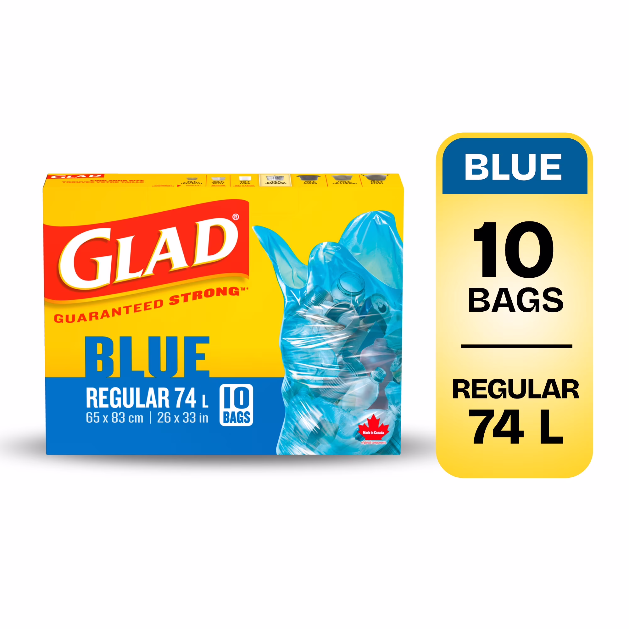 Sacs bleus ordinaires à nœud facile de glad pour la récupération- 10 sacs