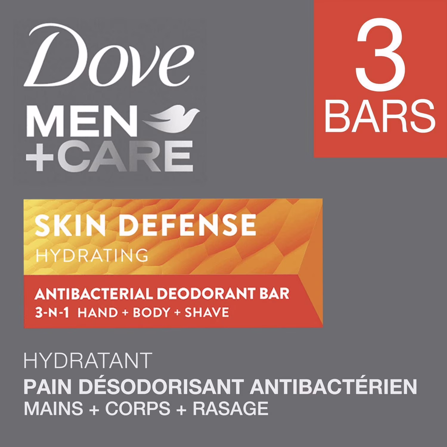 Dove men care pain désodorisant défense de la peau (3 pains)