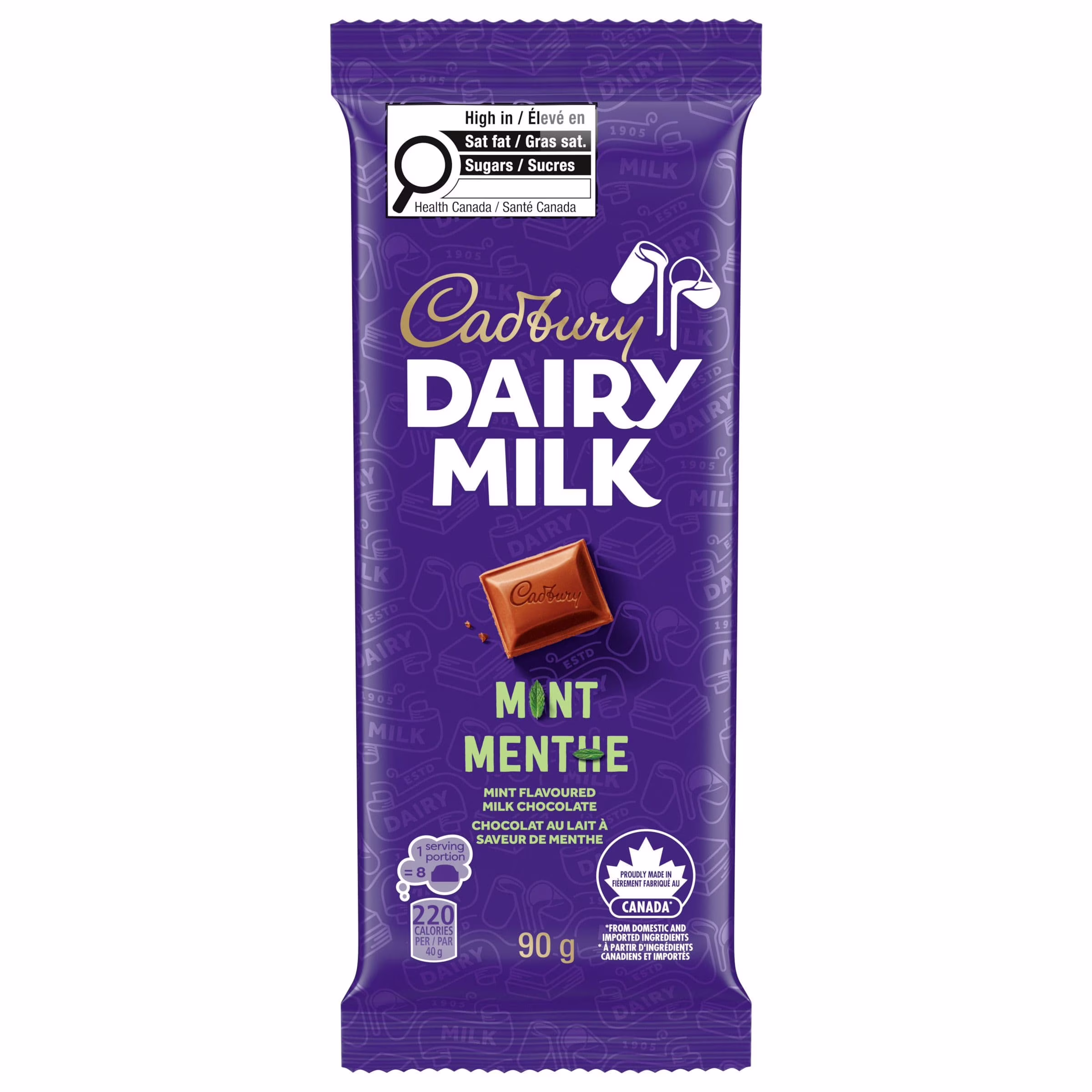 DAIRY MILK Menthe, tablette de chocolat au lait à saveur de menthe