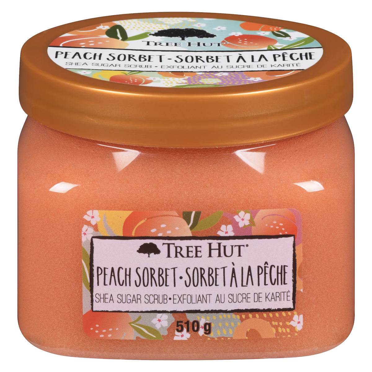 Exfoliant au sucre de karité sorbet à la pêche