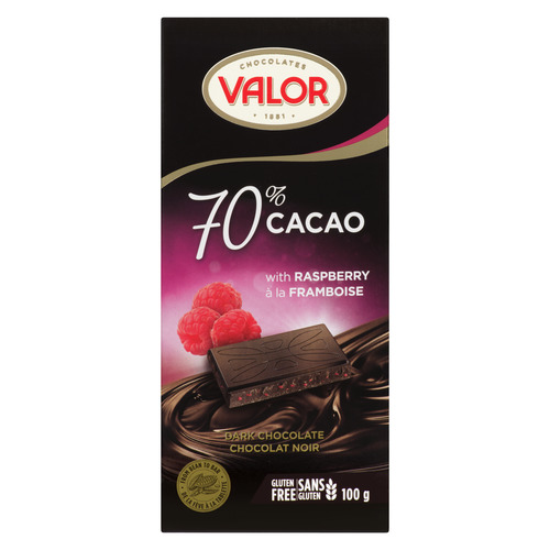 Valor Tablette de chocolat noir aux fruits des bois avec 70 % de cacao 100 g