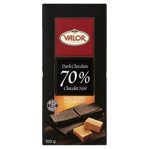 Valor Tablette de chocolat noir au caramel avec 70 % de cacao 100 g