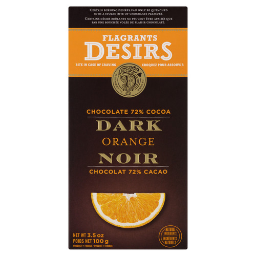 Flagrants Désirs Tablette de chocolat noir à l'orange 72% de cacao 100 g