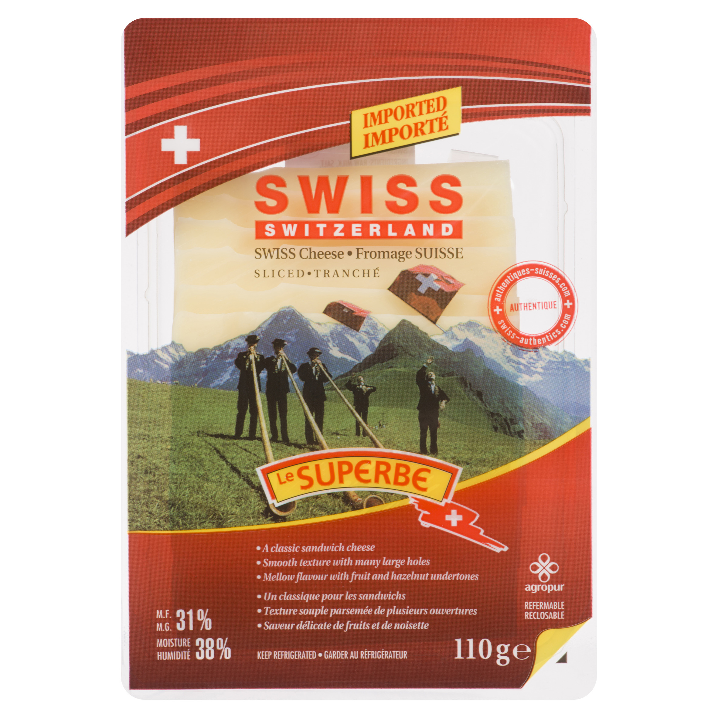 Le Superbe Fromage swisse emmental tranché 110 g