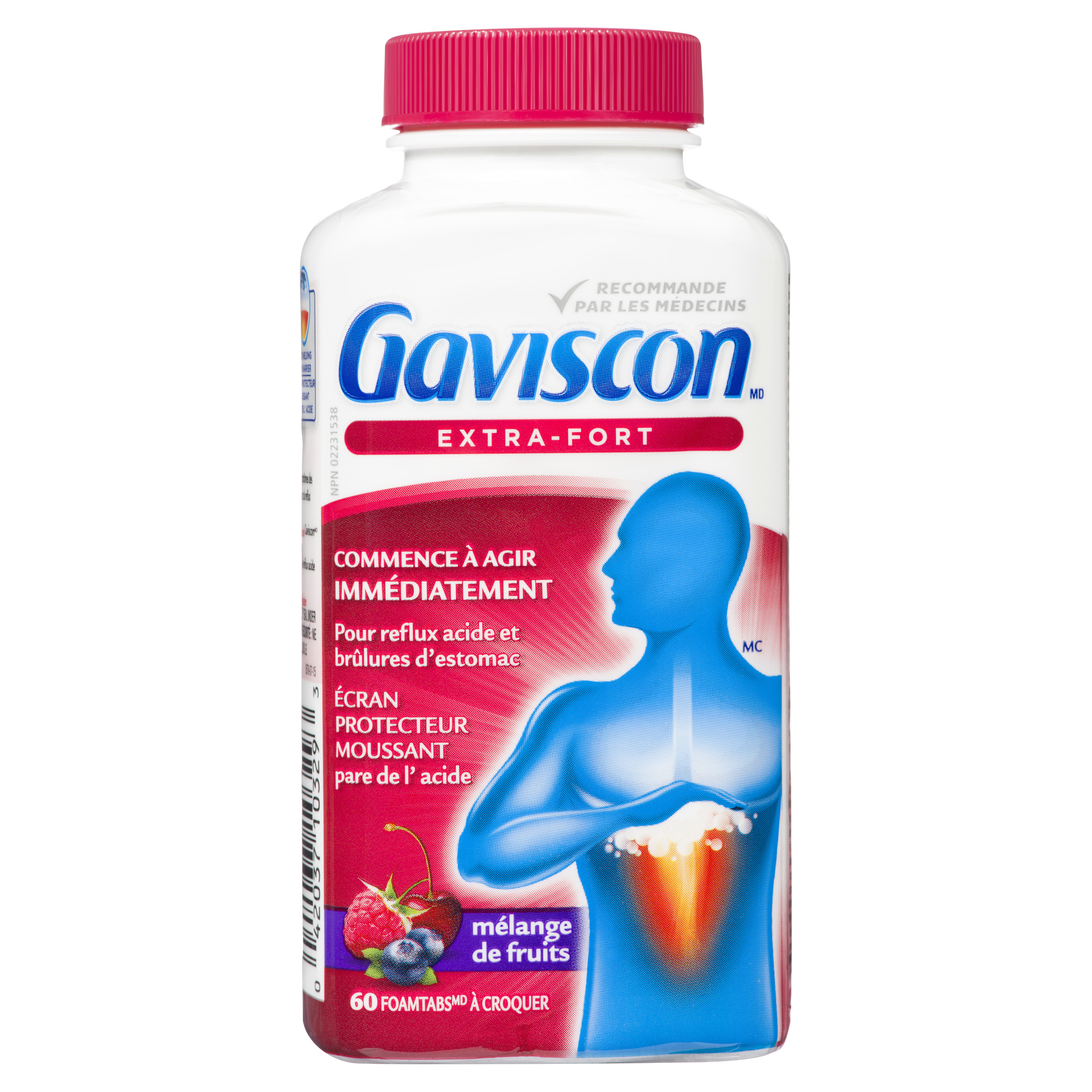 Gaviscon Antiacide aux fruits extra fort 60 un