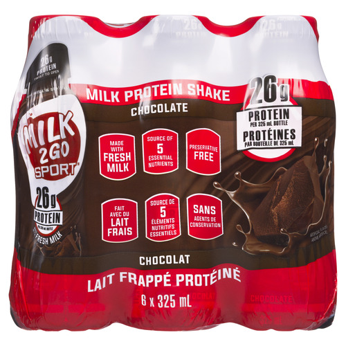 Lait's Go Breuvage au lait sport au chocolat protéiné 6 x 325 ml