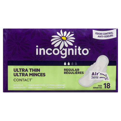 Incognito Serviettes hygiéniques contact ultra minces régulières 18 un