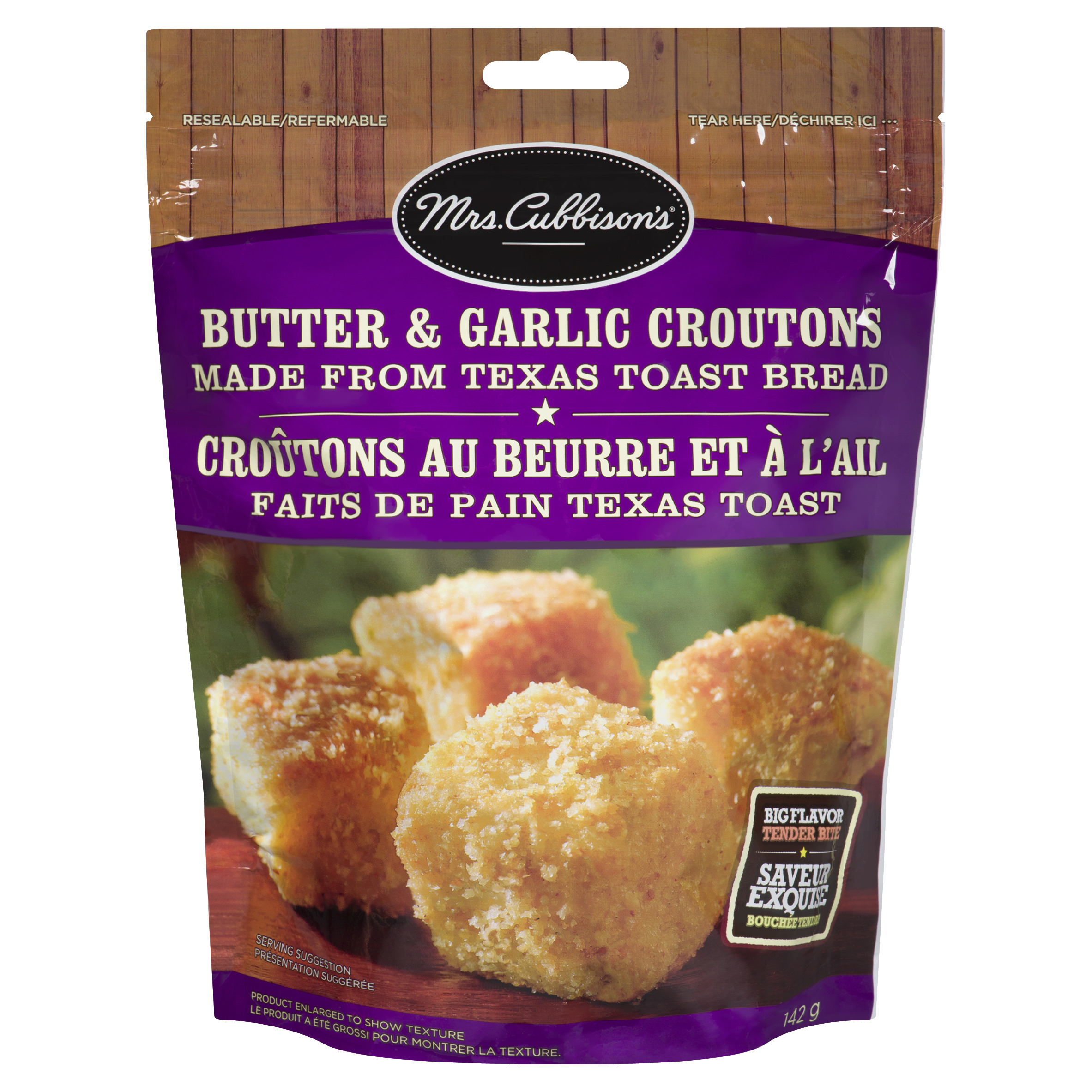 Mrs. Cubbison's Croûtons au beurre et à l'ail fait de pain texan 142 g