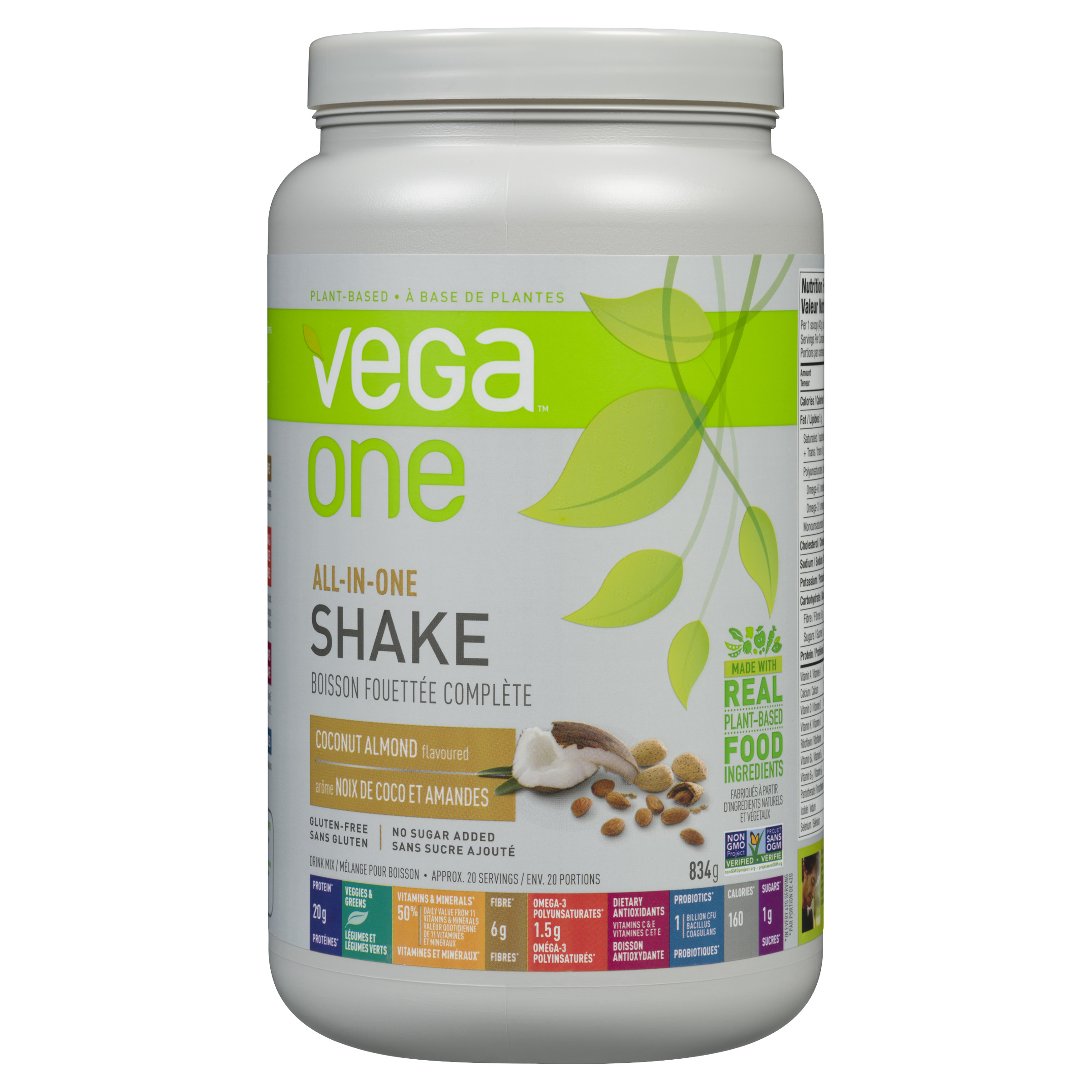 Vega One Shake Boisson fouetté complète noix de coco et amande 834 g