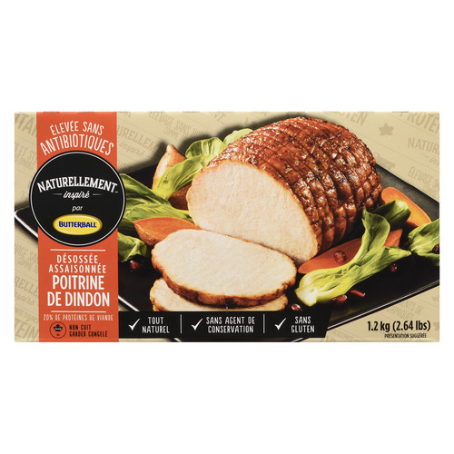 Rôti de poitrine de dindon désossée assaisonnée surgelé