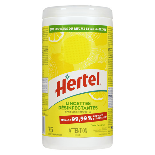 Hertel Lingettes Désinfectantes zeste de citron 75 un