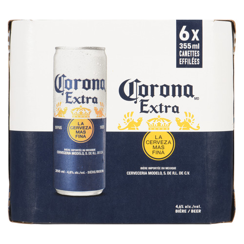 Corona Extra Bière blonde en canette effilée - 4.6% alcool 6 x 355 ml