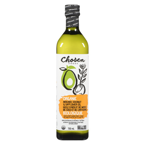 Huile d'avocat, de noix de coco et de carthame biologique