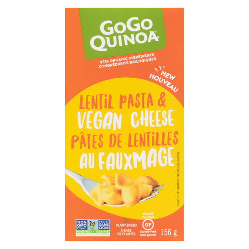 GoGo Quinoa Pâtes de lentilles sans gluten et fromage végétalien 156 g