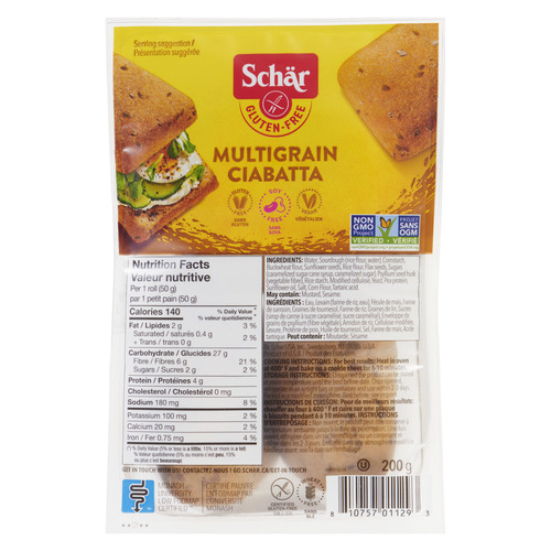 Schär Multigrain ciabatta sans gluten 200 g