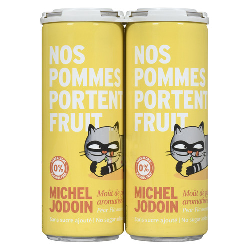 Michel Jodoin Moût de Pomme Pétillant aromatisé à la poire sans alcool 4 x 355 ml (canettes)