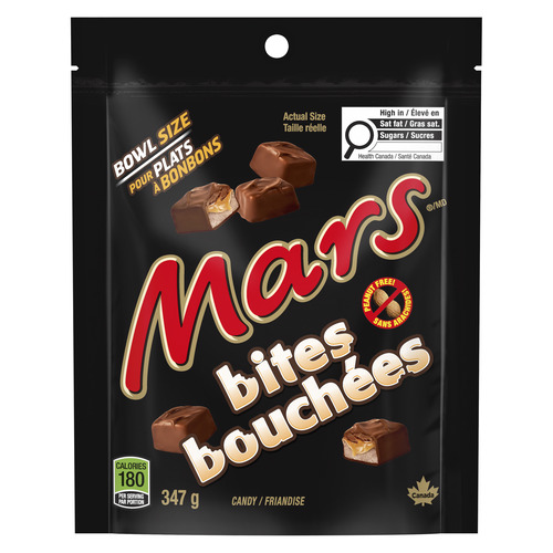 Mars. bouchées de chocolat sans arachides. sachet de partage.  mars bites
