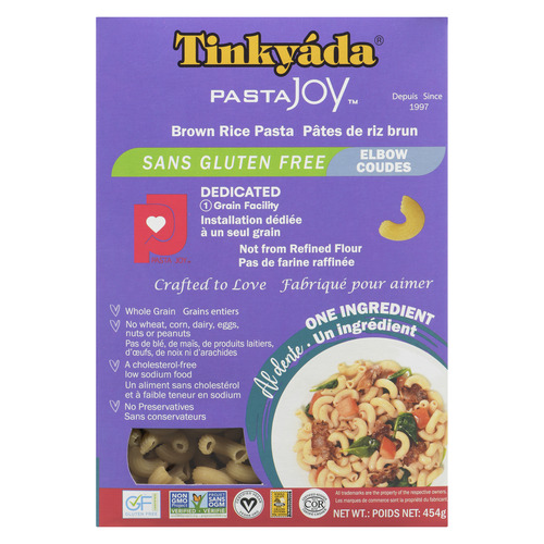 Tinkyada Pasta Joy Pâtes de Riz Brun Coudes sans gluten 454 g