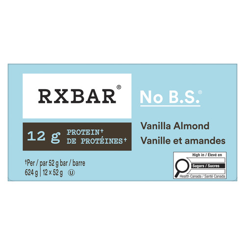 RxBar Vanille et Amandes 12 Barres x 52 g (624 g)