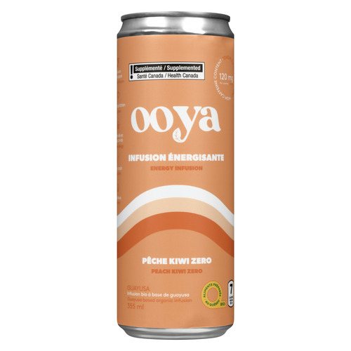 Ooya Infusion Énergisante Pêche Kiwi Zero 355 ml (canette)