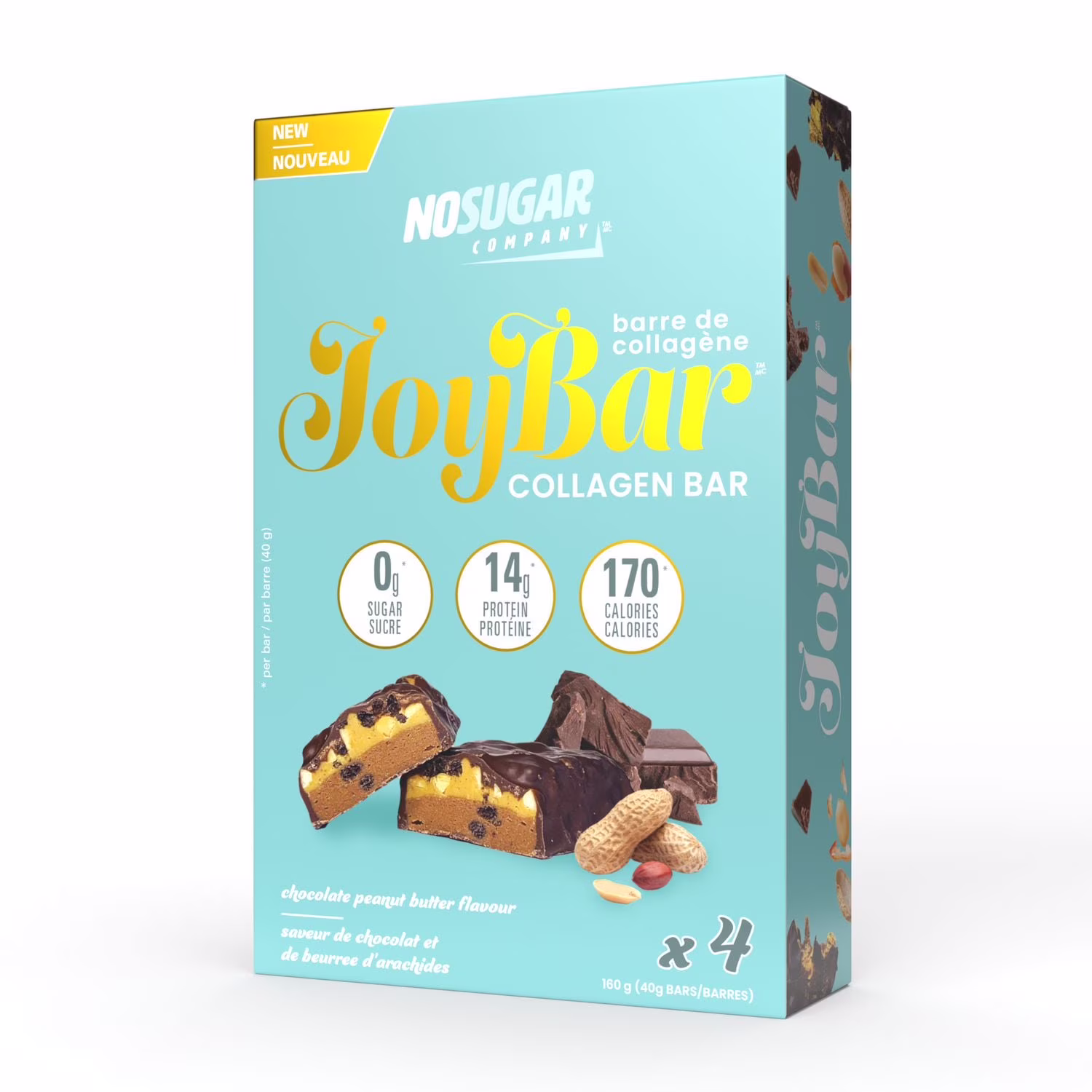 Sans sucre joybar barre de collagène chocolat beurre d'arachides