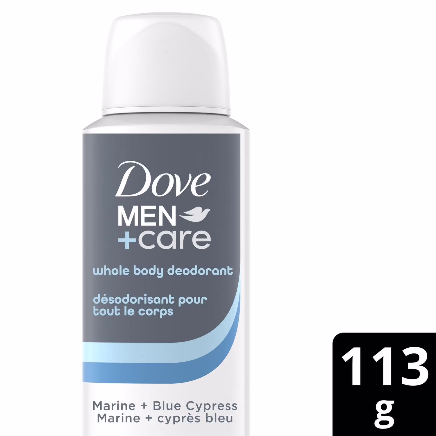 Déodorant men+care en spray pour tout le corps, parfum marine et cyprès bleu, 113 g