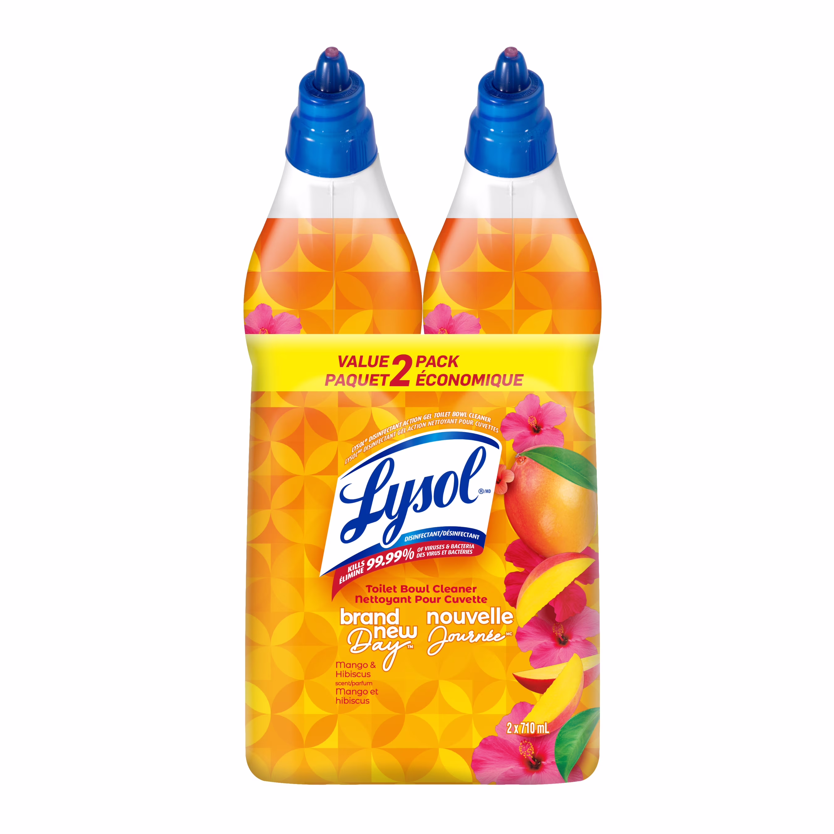 Nettoyant pour cuvette de toilettes lysol - paquet de 2. brand new day mangue et hibiscus