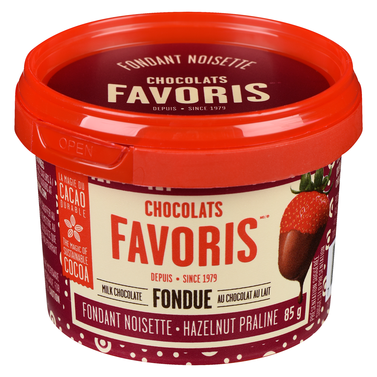Fondue au chocolat au lait fondant noisette