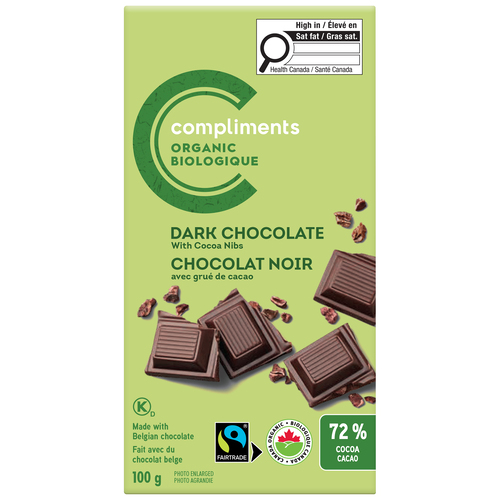 Compliments Biologique Chocolat noir avec morceaux de cacao 100 g