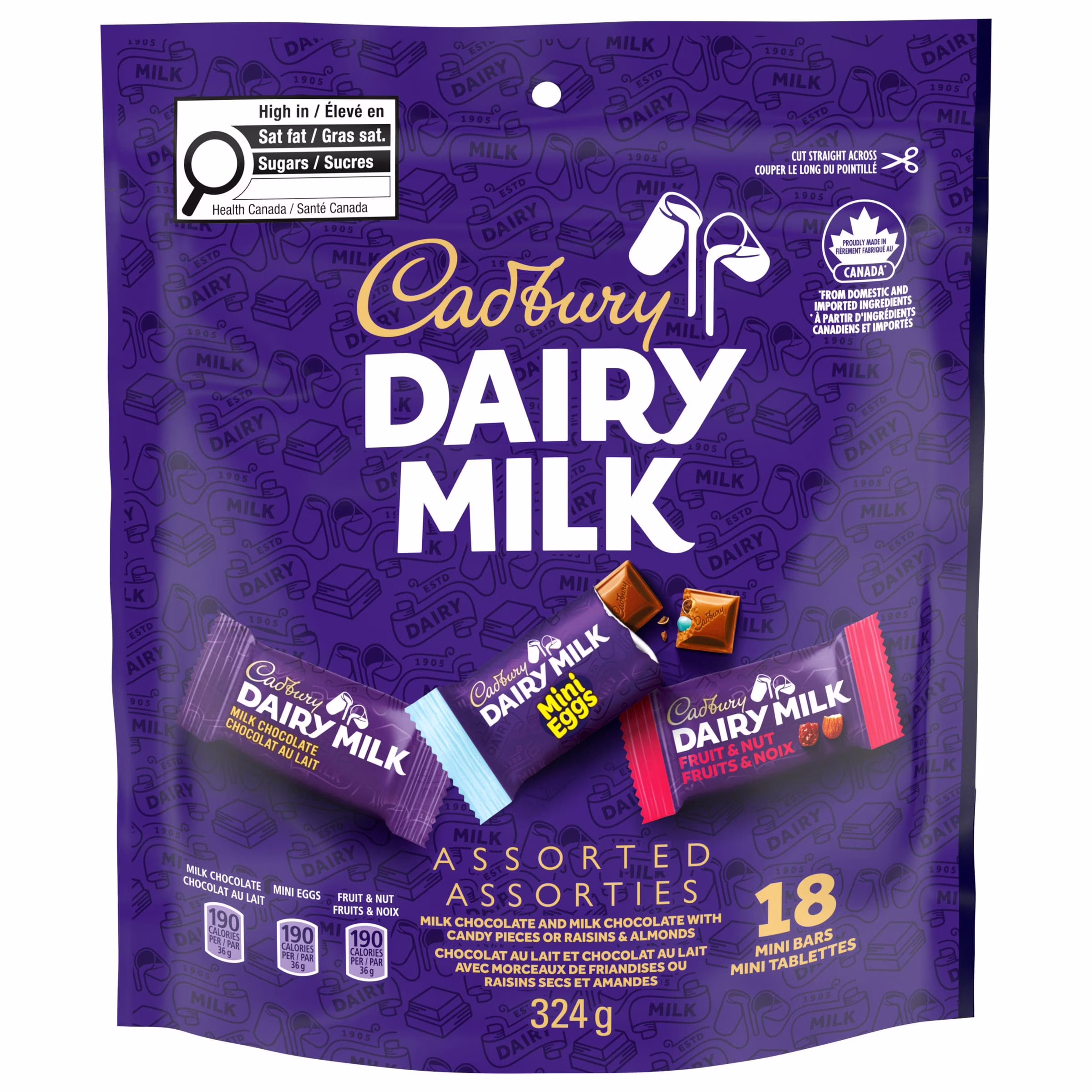 DAIRYMILK, 18mini-tablettes de chocolat de 18g