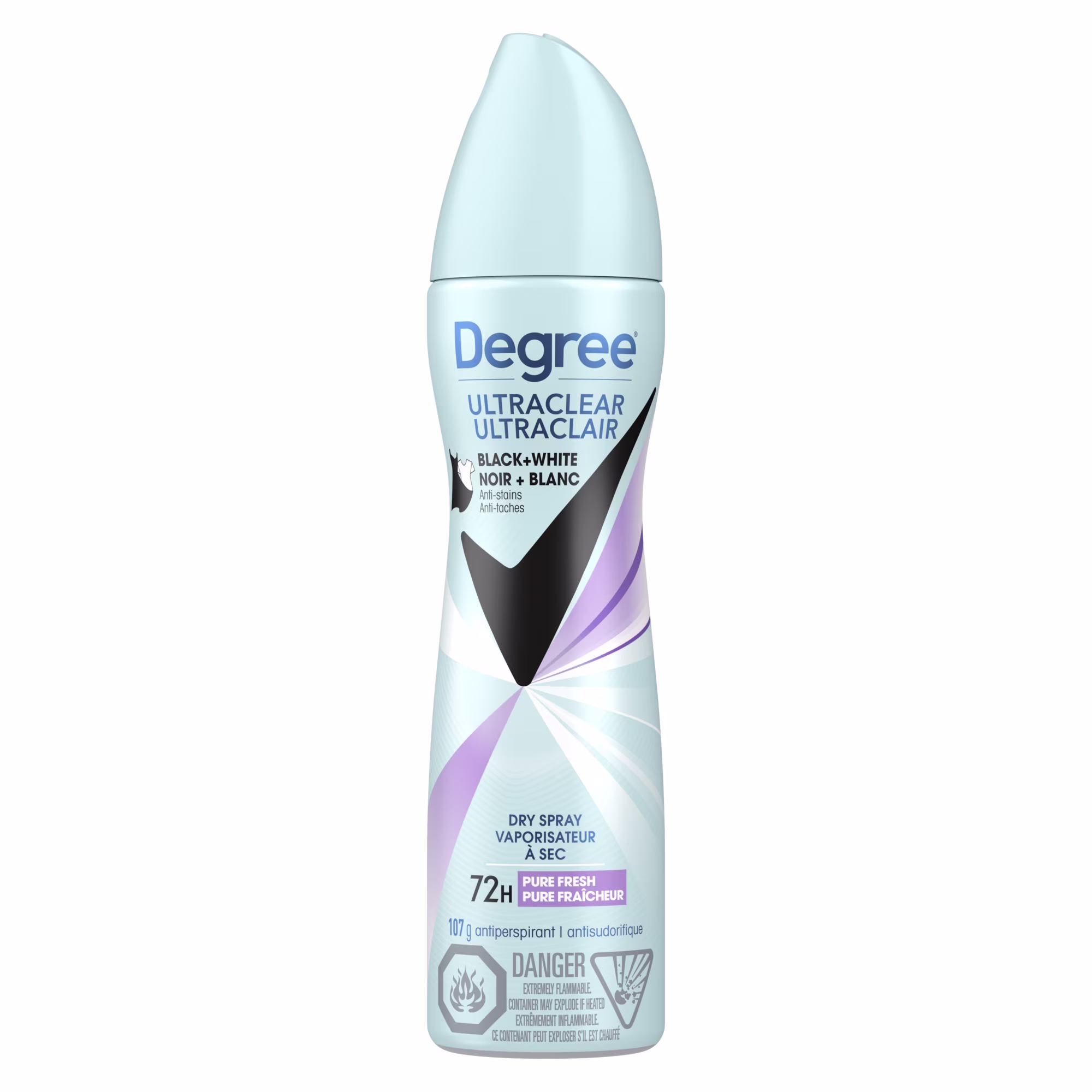 Degree antisudorifique en vaporisateur à sec ultraclair noir+blanc pure fraîcheur.