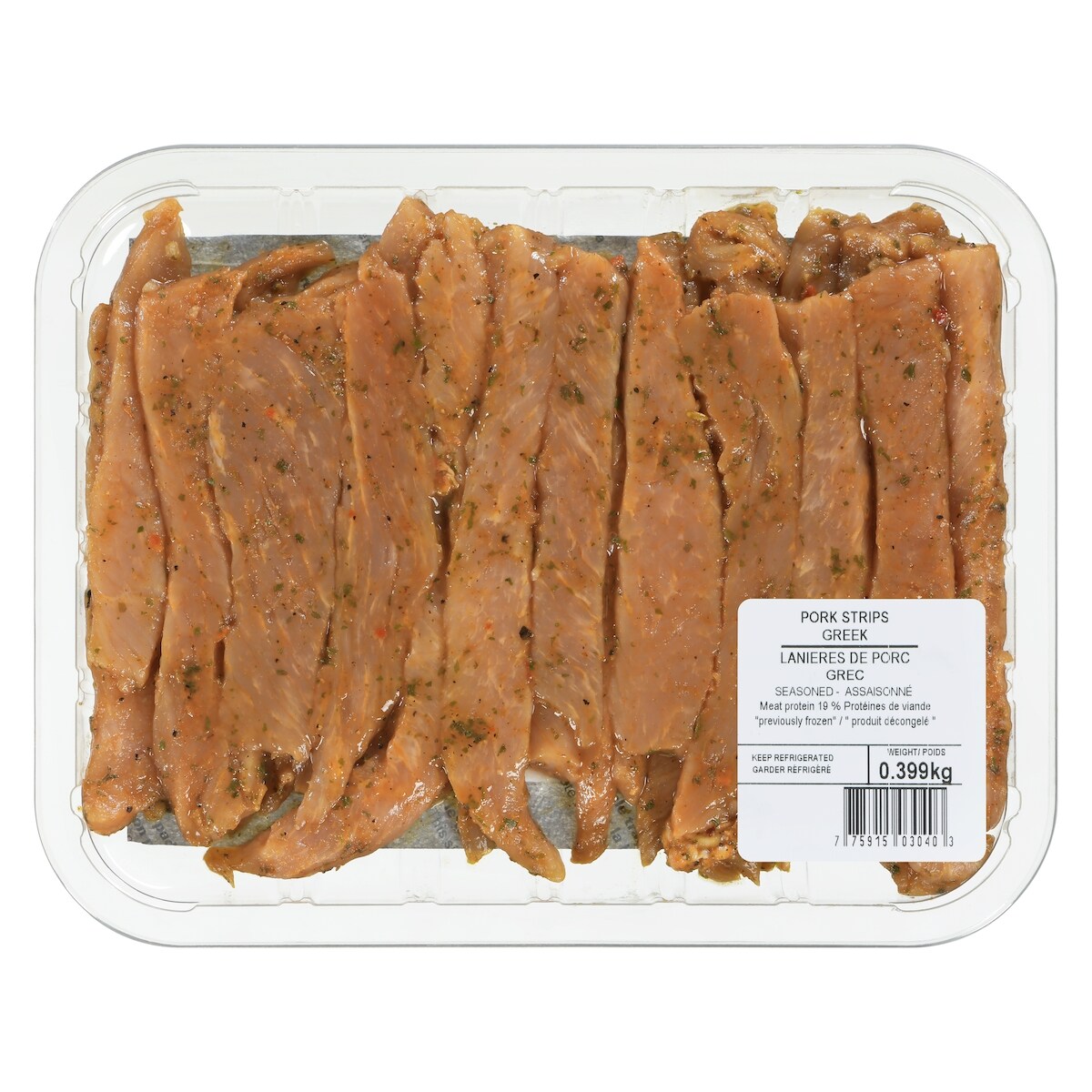Lanieres de porc grec assaisonné