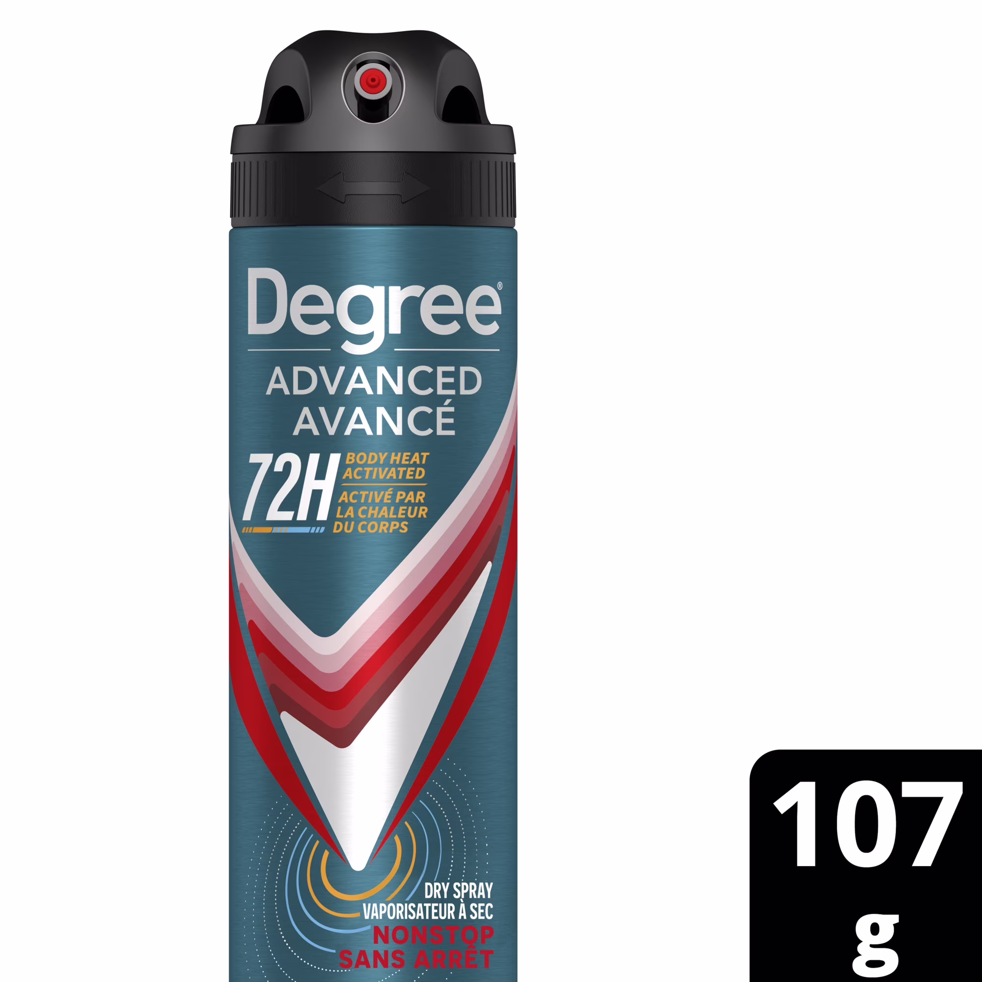Degree men advanced antisudorifique en vaporisateur à sec pour 72 h de protection contre les odeurs et la transpiration sans arrêt avec technologie motionsense